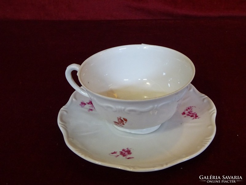 Zsolnay pajzspecsétes porcelán teáscsésze + alátét. Antik, vitrin minőség. Vanneki!
