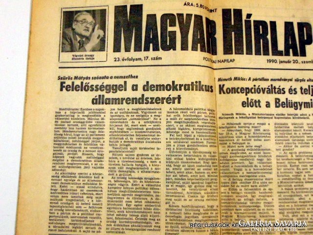 1990.01.20  /  Szűrös Mátyás szózata a nemzethez  /  MAGYAR HÍRLAP  /  Szs.:  11974