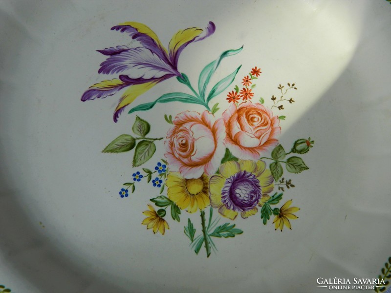 Large hand painted faience castara swedish bowl serving 1950s