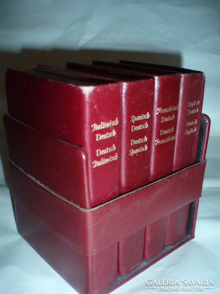 Set of 4 leather-bound dictionaries