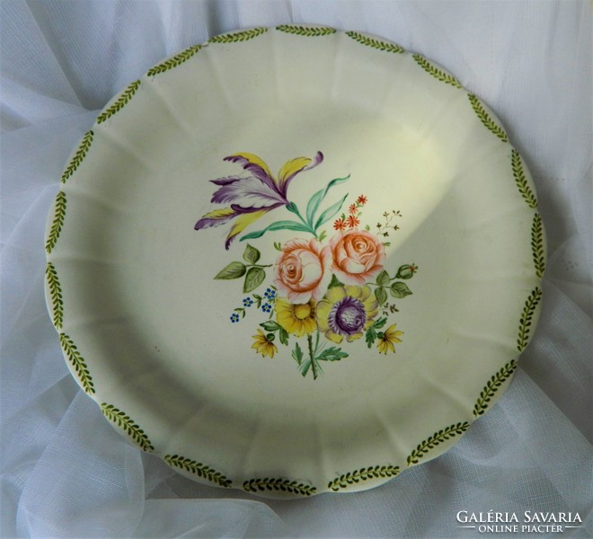 Large hand painted faience castara swedish bowl serving 1950s