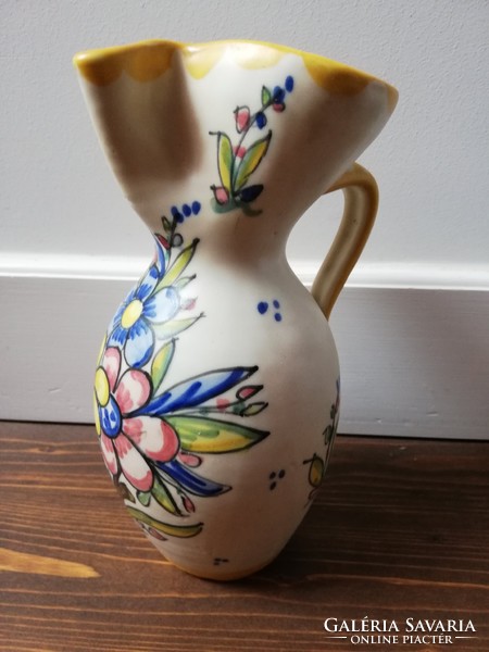 Beautiful Toledo Belly Eared Folk Art Ceramic Jug Wide Spout Vase
