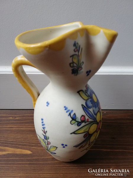 Beautiful Toledo Belly Eared Folk Art Ceramic Jug Wide Spout Vase