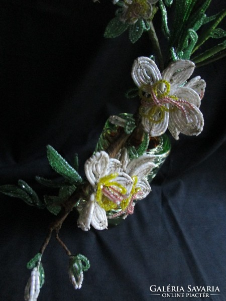 Art deco deco with extremely meticulous needlework beaded flower bouquet from 1912