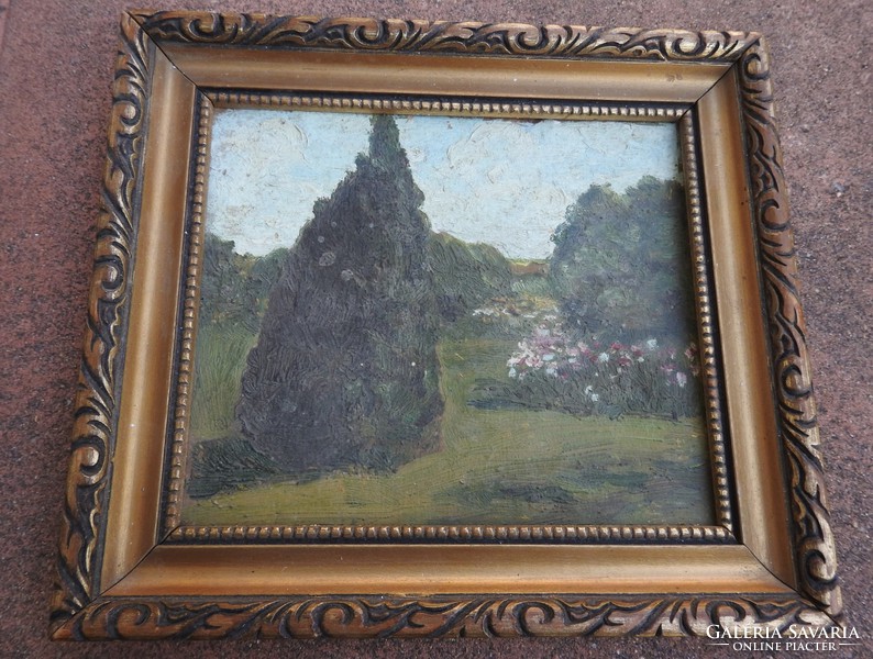 Antique painting - wood / oil landscape