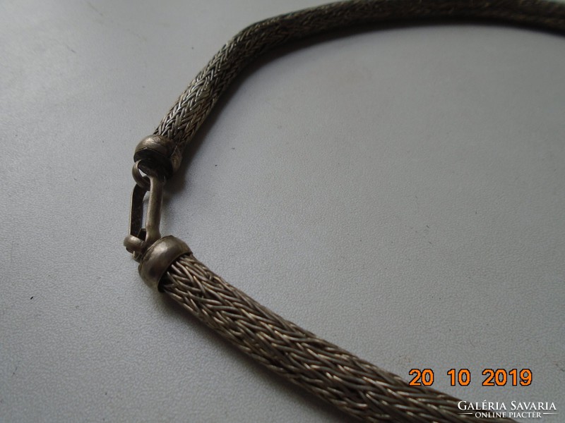 Rajasthan India tribal silver thicker braided rope necklace
