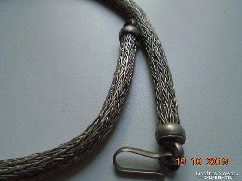 Rajasthan India tribal silver thicker braided rope necklace