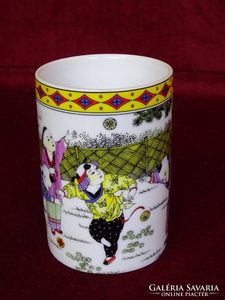 Japán porcelán tea készítő, Szűrővel és fedővel. Vanneki!