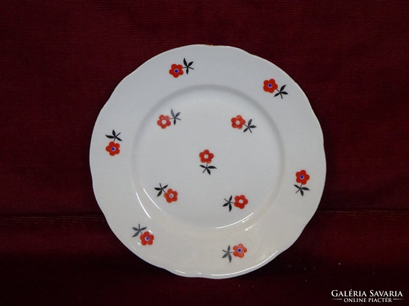 Zsolnay antique sandwich set with 4 small red flowers. Model number: 9170. Vanneki!