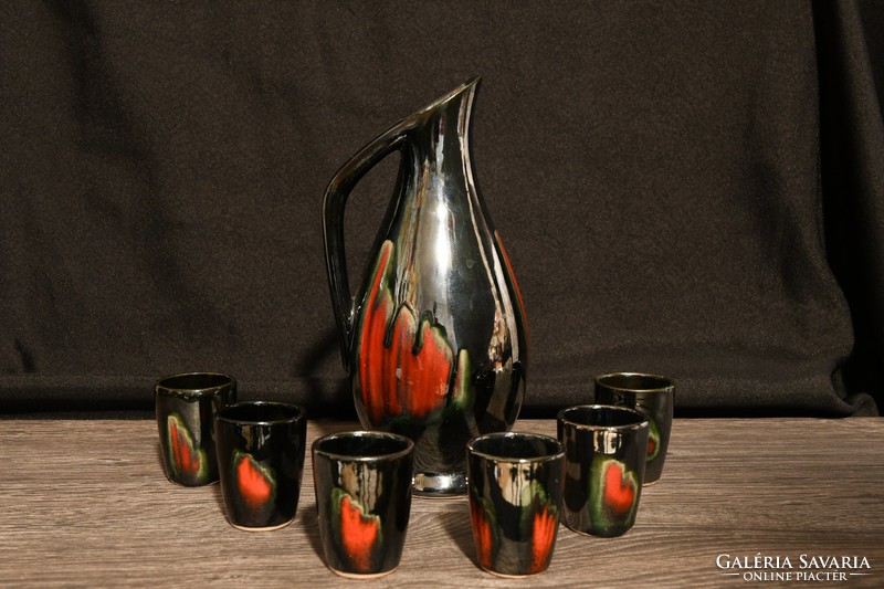 Magyarszombatfai glazed ceramic brandy set