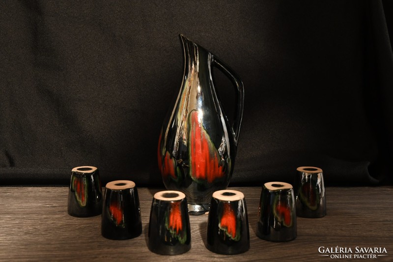 Magyarszombatfai glazed ceramic brandy set