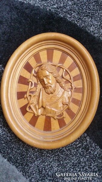 Wooden oval holy image for sale! Beautiful Jesus relief for sale!