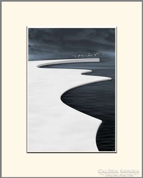 Moira Risen: Tél közeledik - Indulás Blackwaterből Kortárs, szignált fine art nyomat minimalista táj