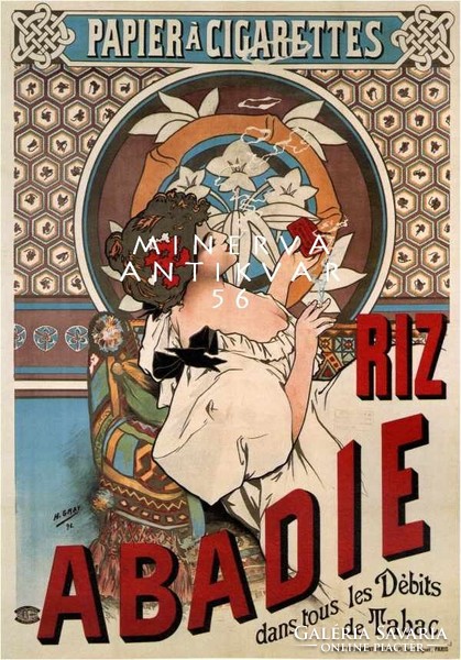 Riz abadie french cigarette paper tobacco advertising mucha 1898 vintage / antique art nouveau poster reprint