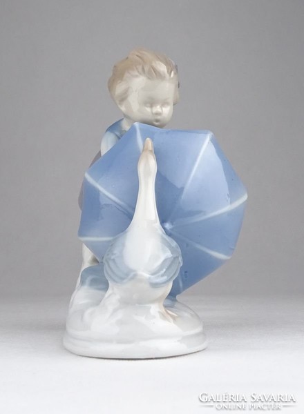 0Y423 Underglaze porcelán Libás kislány esernyővel