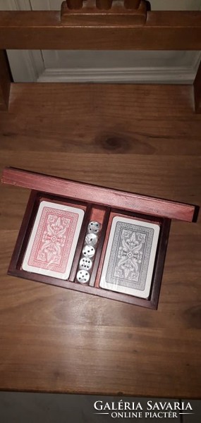Card box with cards and dice