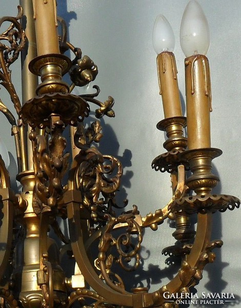 Antique large bronze chandelier with 10 bulbs