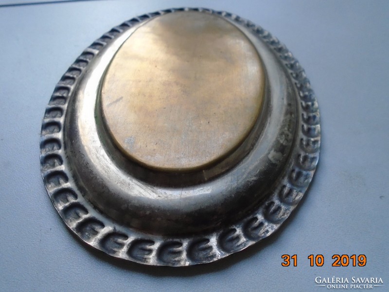 Oval, embossed copper small tray, once silver-plated e.P.N.S.