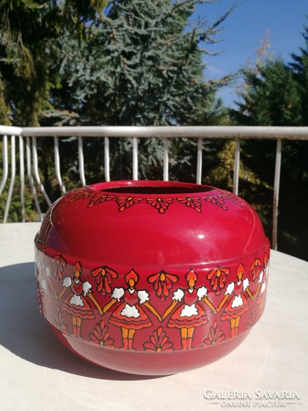 Fire enamel sphere vase with Hungarian motif