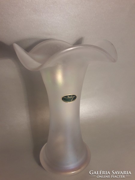 MOST ALACSONY ÁR!!! POSCHINGER jelzett irizáló üveg váza 25 cm