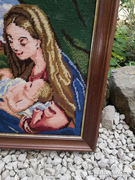 Szűz Mária és Jézus Gobelin kép, Gyönyörű darab. Gyűjtői szépség