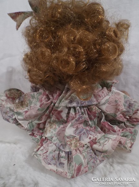 Doll - with teddy bear - porcelain - 28 x 16 cm - German - perfect - flawless