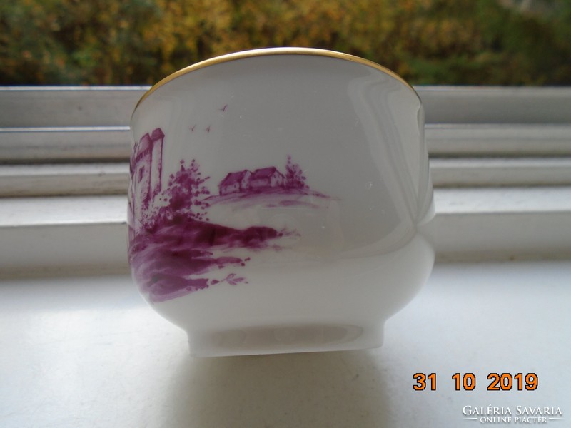 Höchst, purpur with unique hand painted landscape, sugar bowl