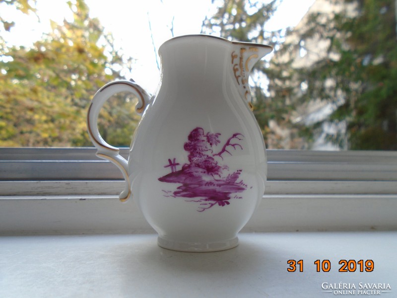 Höchst, purpur with unique hand painted landscape, cream pourer