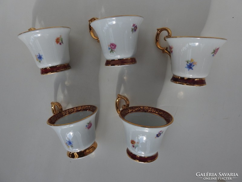 Richly gilded old German luxury coffee cup set