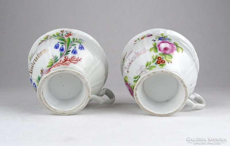 0Y497 Porcelán kávéscsésze pár ZUM ANDENKEN ~ 1860