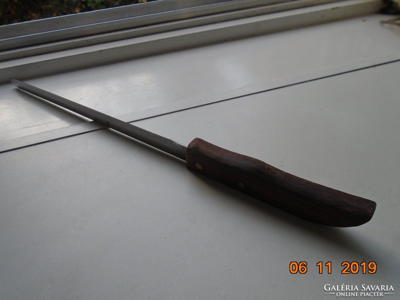 STAINLESS STEEL  HONG KONG jelzéssel vintage réz szegecses fa nyelű hosszú szeletelő kés 37 cm