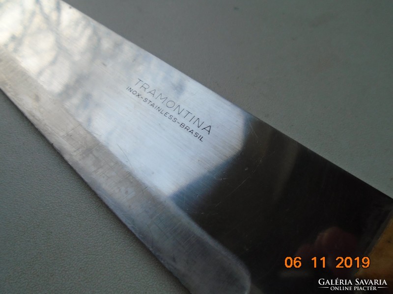 TRAMONTINA INOX STAINLESS BRASIL jelzéssel acél kés réz szegecses fa nyéllel