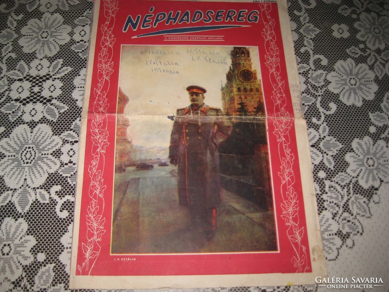 A  " Néphadsereg "   a honvédség lapja  1949, dec 1.  borító  lapja , 33 x 46 cm