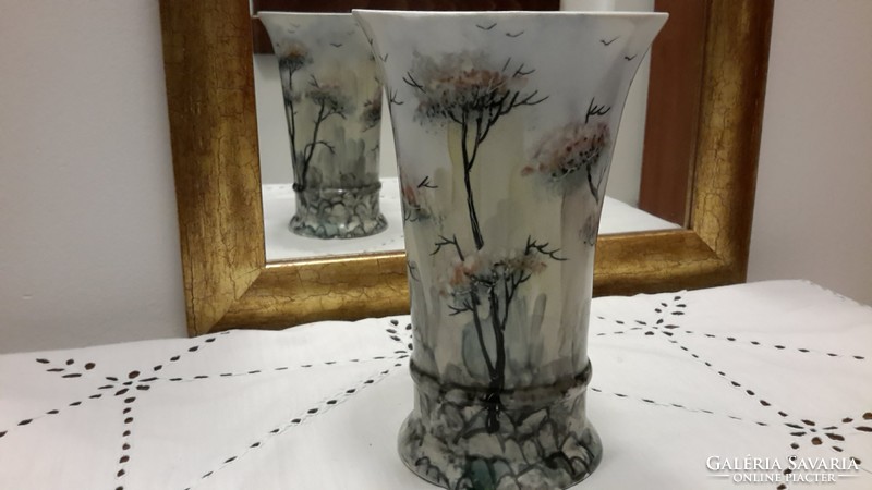 Hand painted Spanish porcelain vase