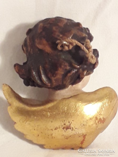 Antique Art Nouveau wooden putto angel wall or Christmas tree decoration