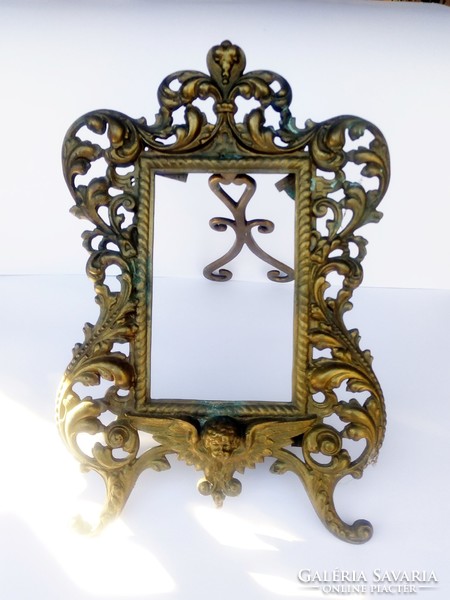 41 Cm. Giant antique brass Art Nouveau photo holder