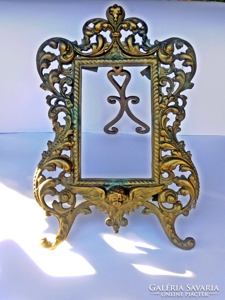 41 Cm. Giant antique brass Art Nouveau photo holder