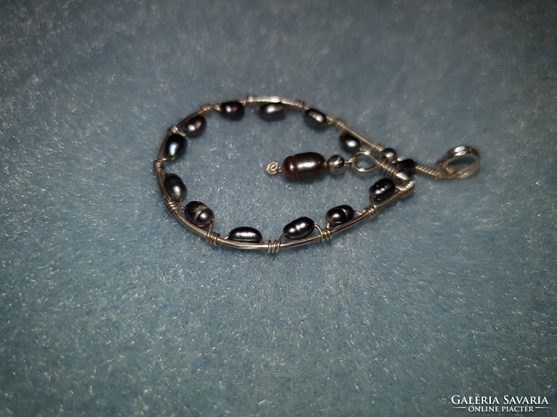 Chakra gemstone 925% /sterling/ silver pendant with black true pearl