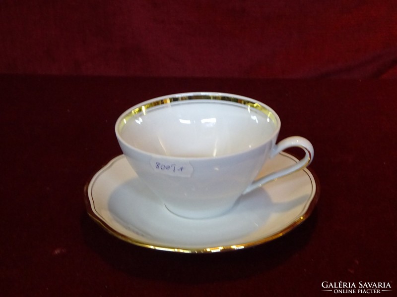 KAHLA német minőségi porcelán teáscsésze + alátét, arany szegélyes. Vanneki!