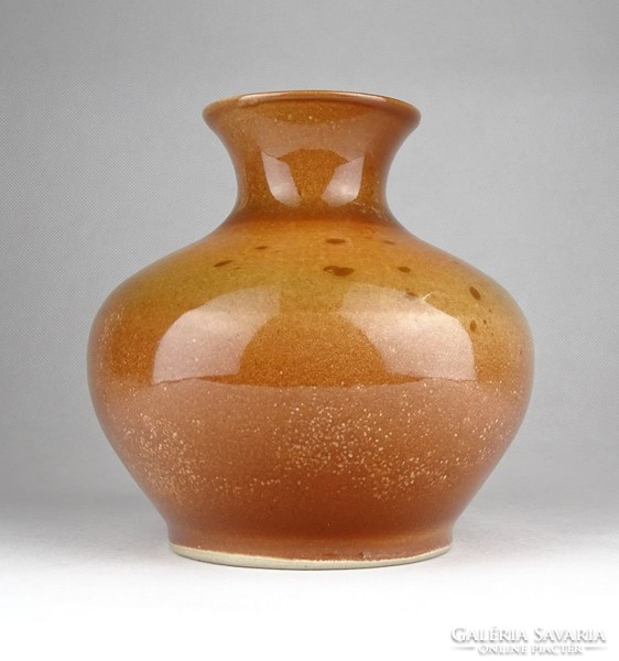 0Y620 Retro barna kerámia váza 15.5 cm