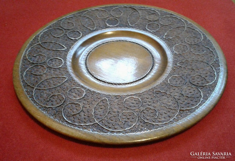 Copper inlaid wooden bowl