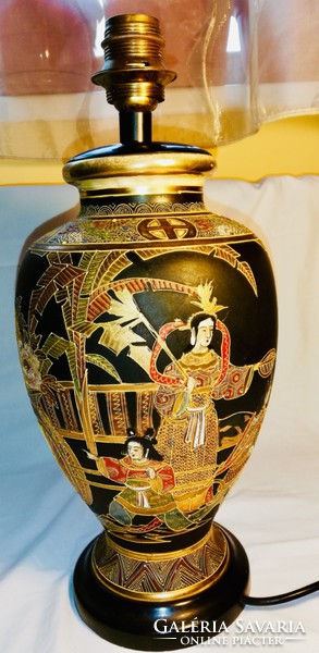 Satsuma vase lamp, curio, thickly gilded, hand painted with enamel, master work!!!