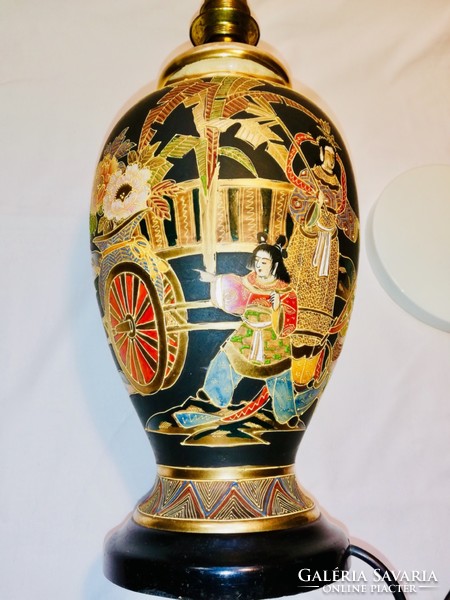 Satsuma vase lamp, curio, thickly gilded, hand painted with enamel, master work!!!