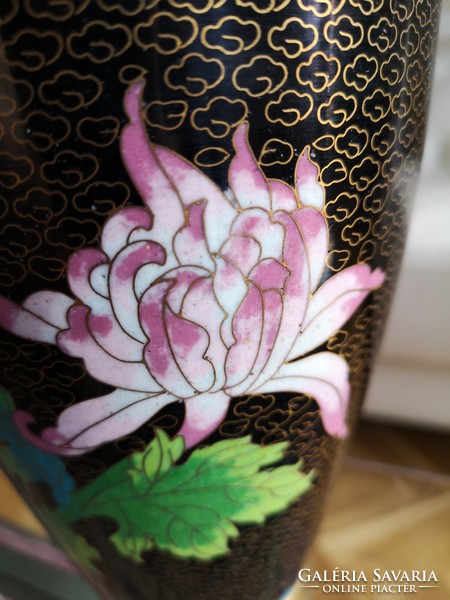 Special, 30 x 15 cm, oriental email cloisonné, compartment enamel vase