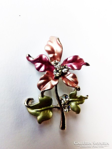 Colorful flower jacket brooch decorated with silver stones brooch 224.