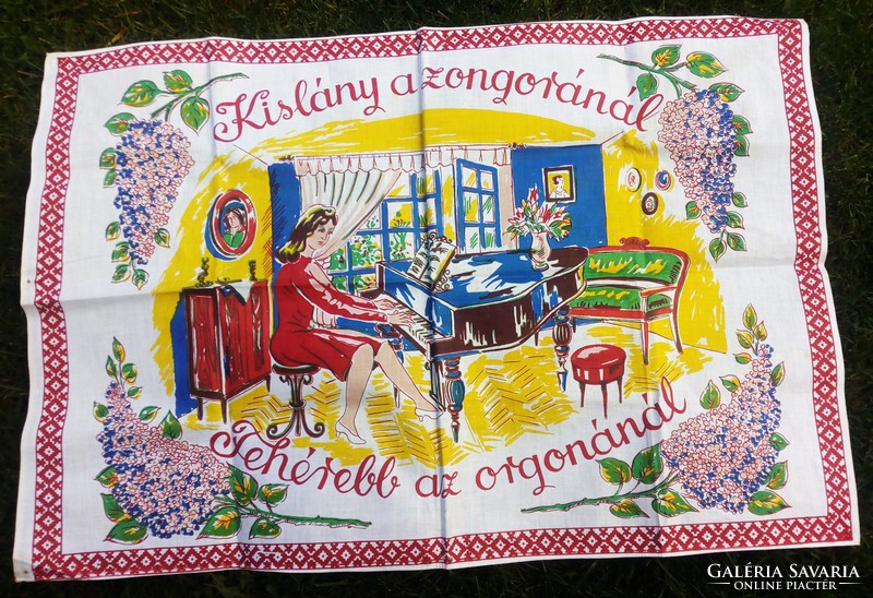 Very rare, old wall hanging, little girl at the piano with the lyrics of the hit song 22.