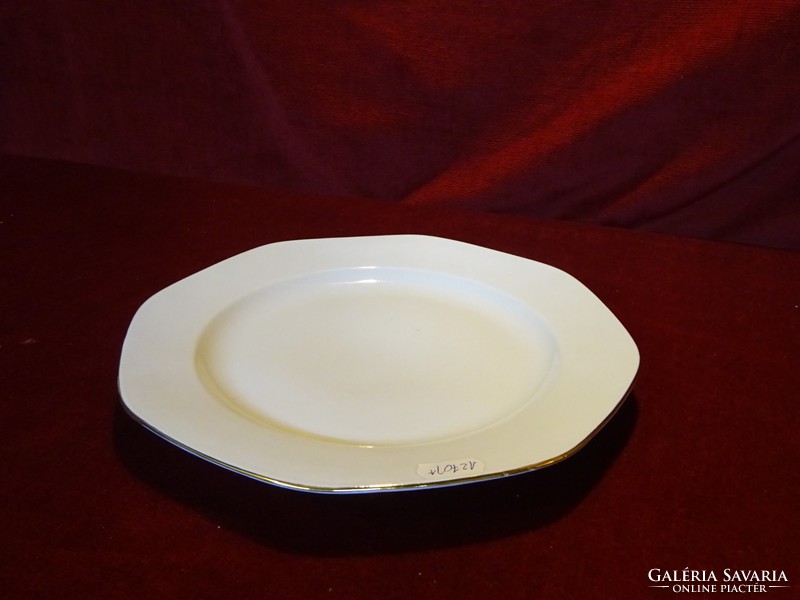 JRJS porcelán, hófehér lapos tányér, arany szegélyes. Vanneki!