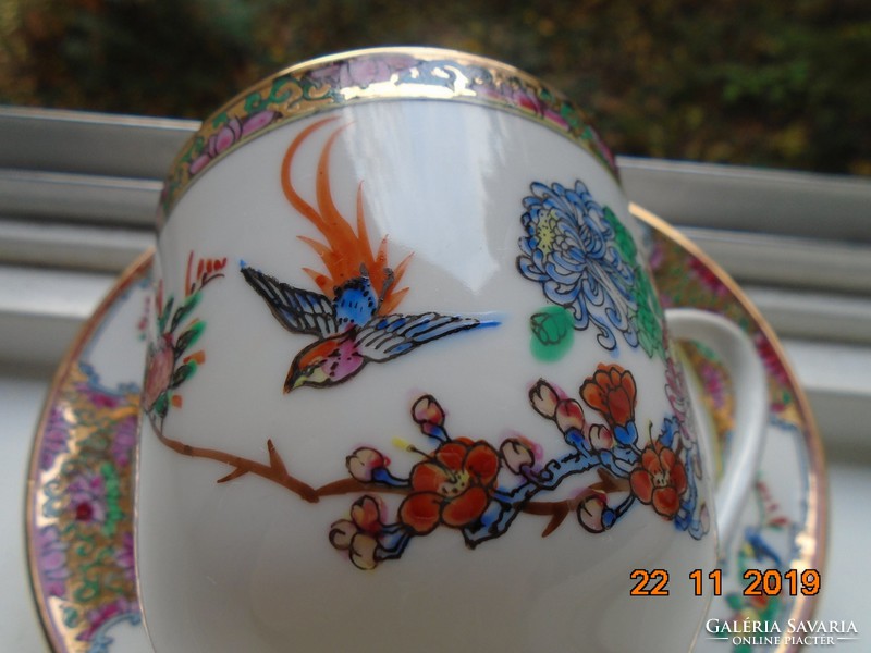 Kézzel festett Aranyzománc Paradicsom madár,krizantém minták,kézzel jelzett kínai teás készlet