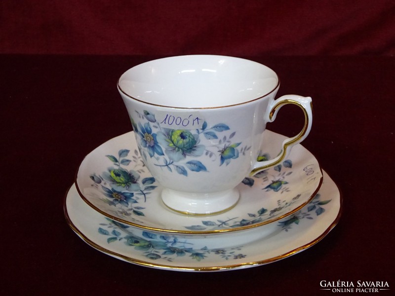 Queen Anne English Teacup + Coaster, Showcase Quality, Beautiful Blue Floral. He has!