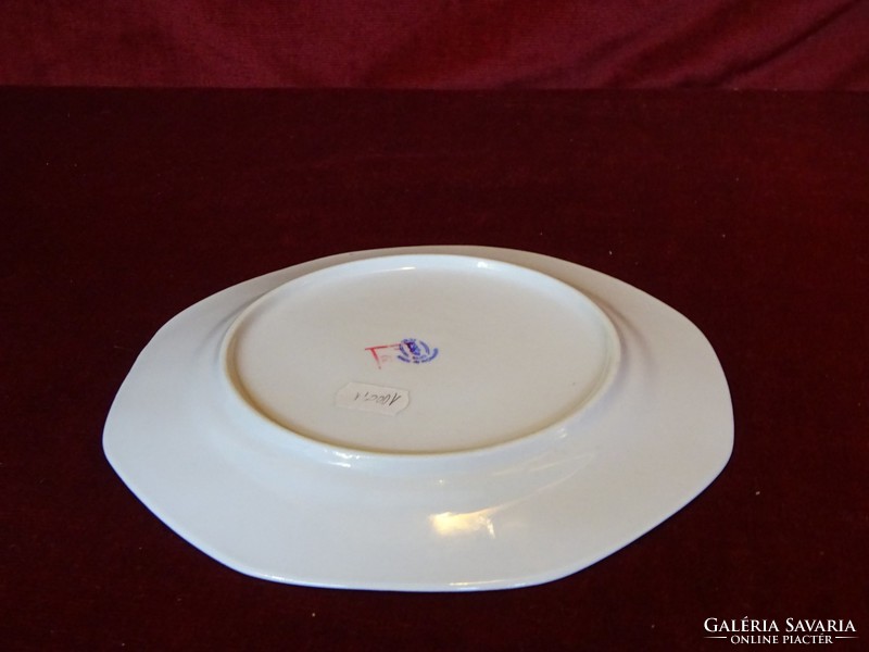 JRJS porcelán hófehér alapon arany szegélyes, 8 szögletű süteményes tányér. Vanneki!